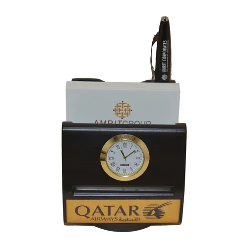 Wooden Desk Clock - Qatar Airways Branded