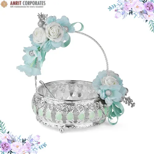 Pastel Green Floral Sugar Bowl