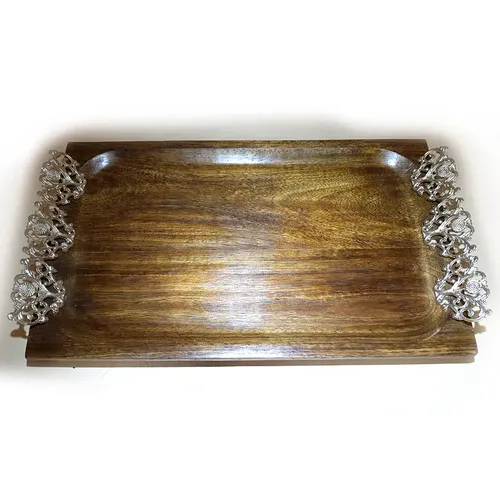 Wooden Tray with Embossed Border