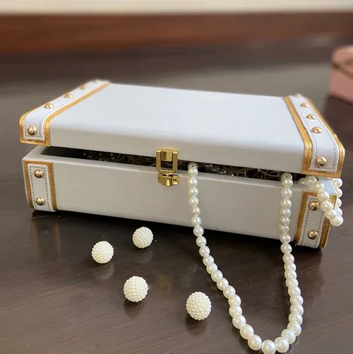 White Trunk Jewellery Box with Pearls