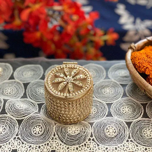 Round Decorative Box - Woven
