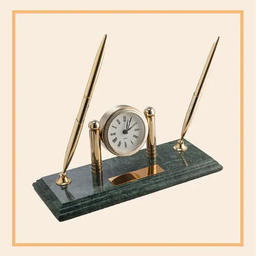 Marble Pen Stand with Clock