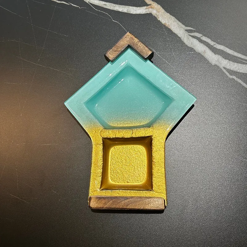 Electric Blue Gold platter Set of 5