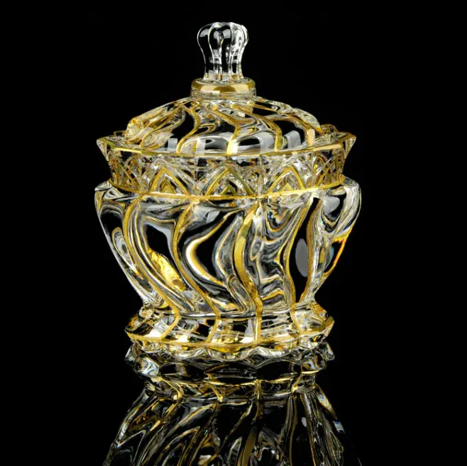Swirl design candy bowl with lid