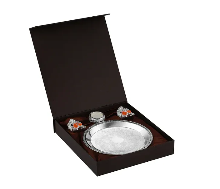 Puja Thali with singhason Lakshmi Ganesh & T Light