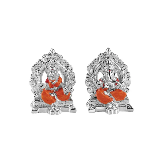 Puja Thali with singhason Lakshmi Ganesh & T Light